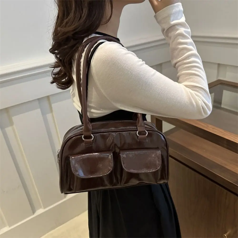 New Solid Color Crossbody Bags High-capacity PU Satchel Hobo Bag Luxury Design Underarm Bag for Women