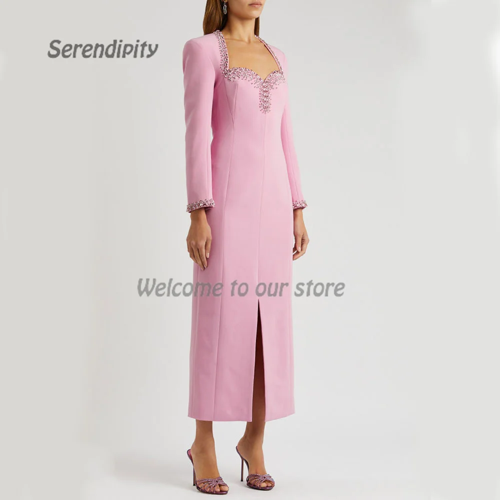 Vestido feminino em crepe Serendi', elegante em forma A, vestido de baile de cristal, alta qualidade, coquetel de Natal, baile,