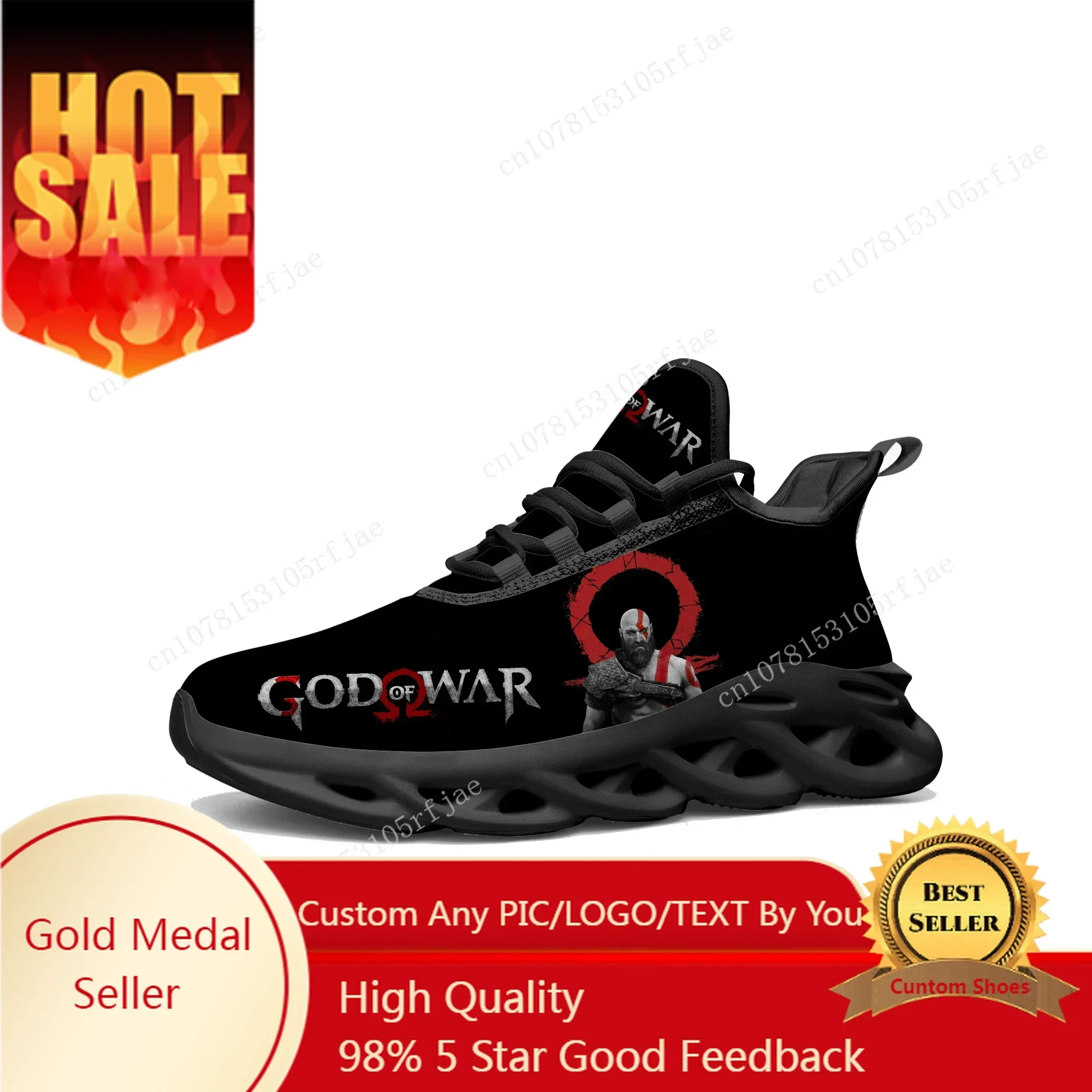 

God of War Custom Flats Sneakers Cartoon Game Mens Womens Sports Running Shoes Tailor Made Lace Up Shoes