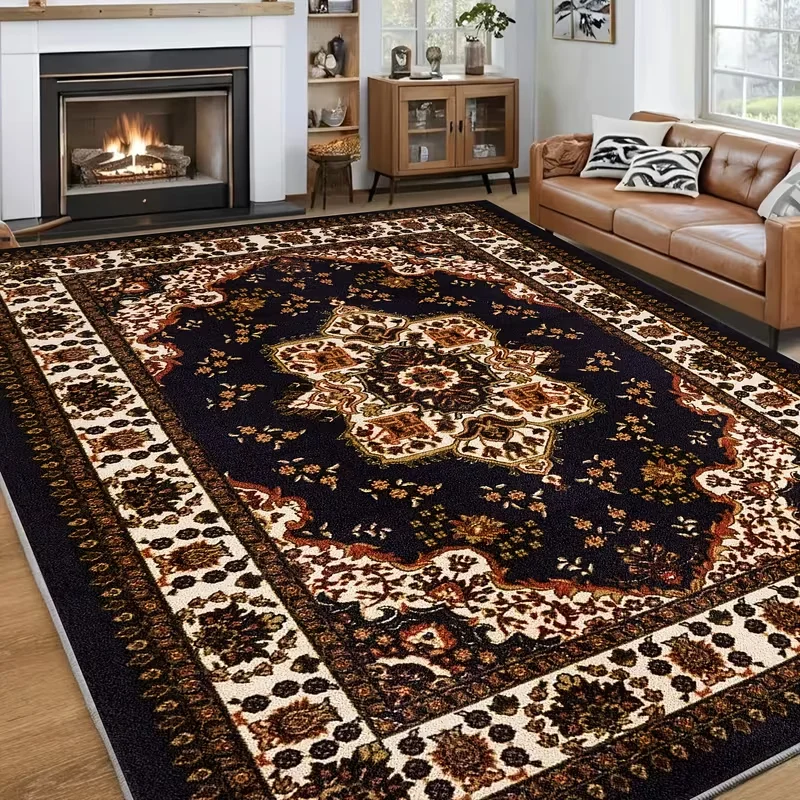 Luxury Persian Style Area Rug Bohemian Vintage Pattern Carpet for Living Room Bedroom Non Slip Backing Rug