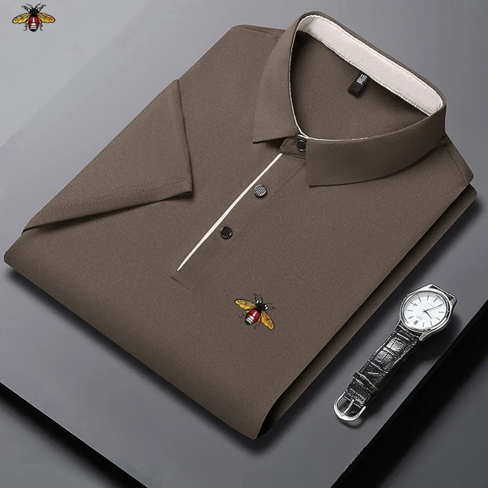 

2025 Summer Fashion New Embroidered Short Sleeved High-end Men's Lapel Golf Casual Polo Shirt, High-quality Comfortable Breathab