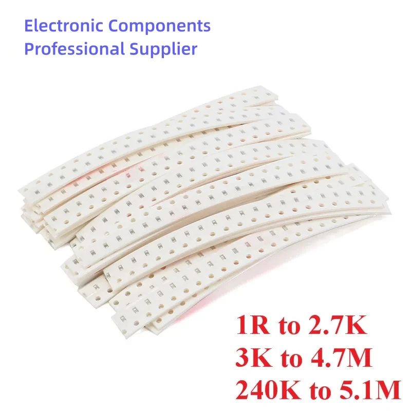 1000/420pcs 0805 SMD Resistor Resistance Assorted Kit 5% Sample Kit 240K ~5.1M 1% 3K ~ 4.7M 1% 1R ~ 2.7K Electronic Component