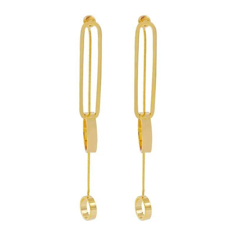 

18K Gold Plated Safety Pin Tassel Earrings, Hip - Hop Rock Dangle Earrings for Women, Long - Lasting Metal Jewelry