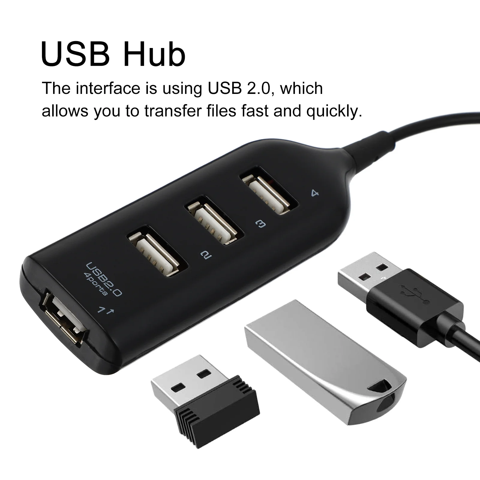

1pc 4 Port 2.0 Data Hub Lightweight Portable Usb Expansion Hub Compatible With Computer Laptop Mouse Keyboard Plug Play Usb