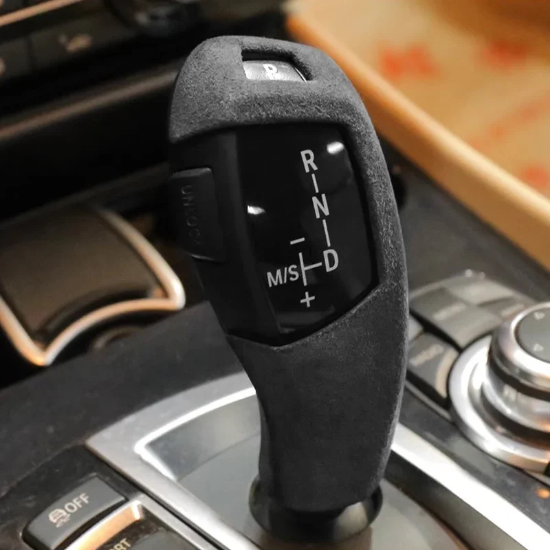 

Suede Overlay Interior Car Gear Shift Knob Cover Gears Shell For BMW 5 series E60 X5 X6 E70 E71 2008 2009 2010 2011 2012 2013