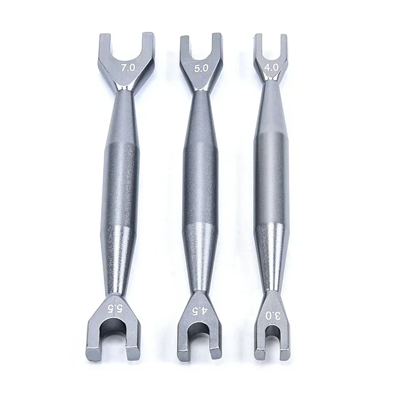 

Blue / Titanium 4mm Aluminium Turnbuckle Turner Wrench 4.1mm Header Gap 3.0-4.0 / 4.5-5.0 / 5.5-7.0 for RC Car