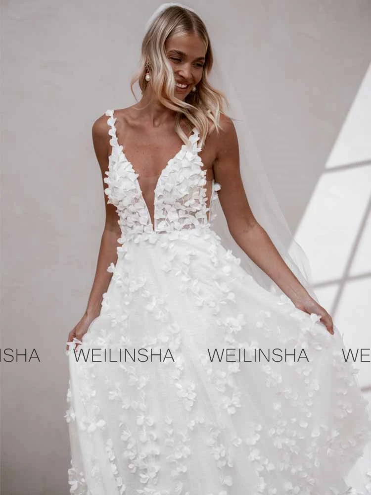 فساتين نسائية أنيقة تريند 2025 تول فساتين زفاف على شكل حرف a للحفلات فستان زفاف أبيض بحزام سباغيتي بدون ظهر