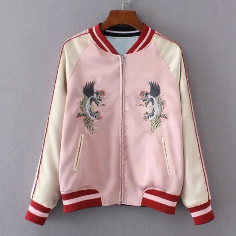 Yokosuka Tiger Fuji Embroidered Jacket Japanese Retro Harajuku-style Jacket Loose Fit Women's Reversible Baseball Uniform