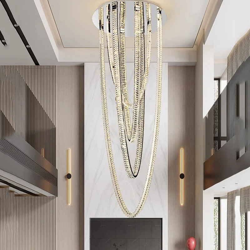 Modern Home Decoration Crystal Chandelier, Stair Pendant Lamp, Living Room Pendant Lights, Interior Lighting