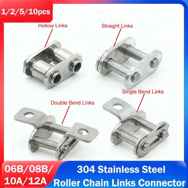 06B 08B 10A 12A 304 Stainless Steel Roller Chain Links Connector Single Row Chain Drive Chain Joints Full Link