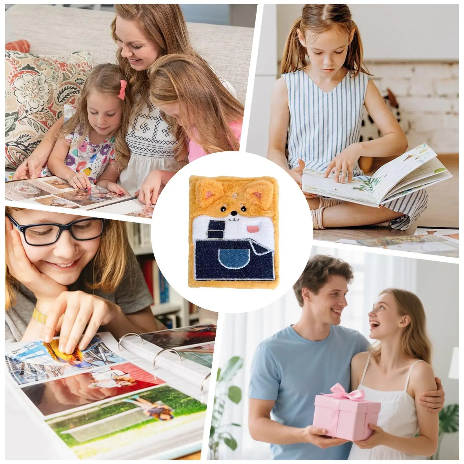 Sticker Storage Book A5 Plush Dog Diary With 30 Sheets Animal Sticker Holder Organizer For Scrapbooking Collection School Office