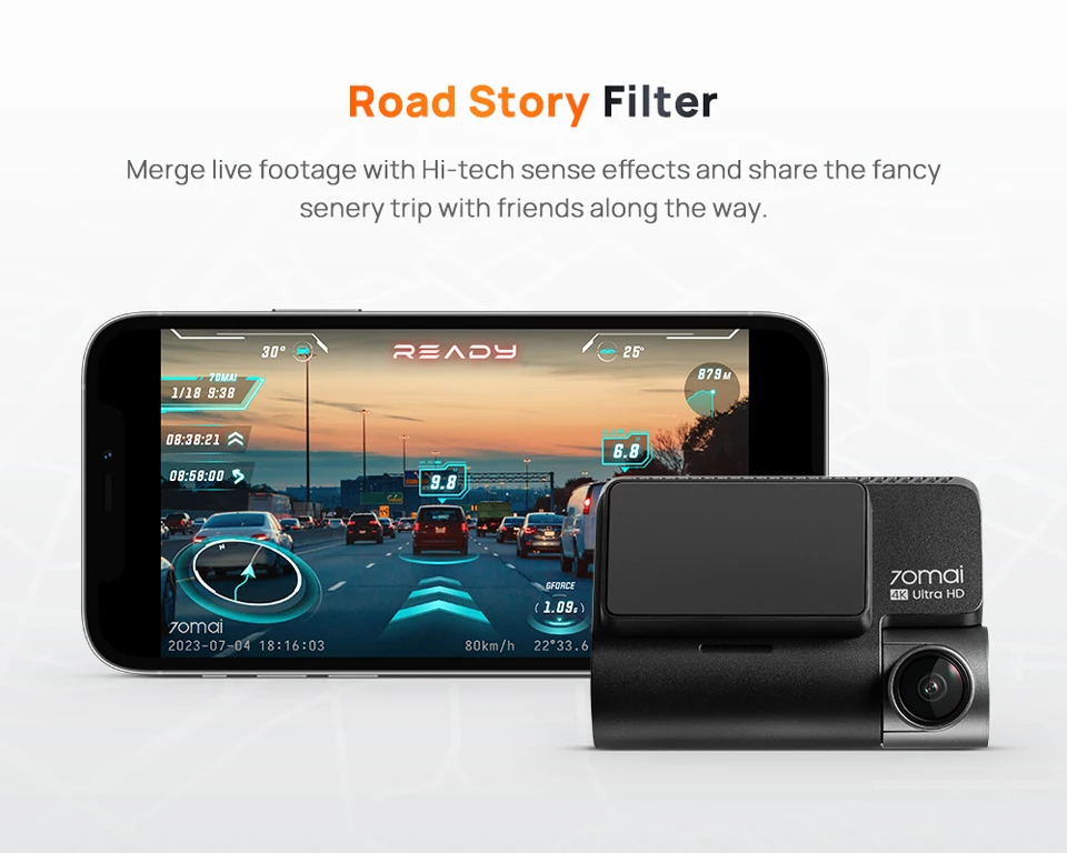 70mai Dashcam 4K A810 Ultra HD 150 ° FOV 24-Stunden-Parküberwachung ADAS, Koordiniert über integriertes GPS, WLAN und 4G für extreme Wetterbedingungen – Detail 16