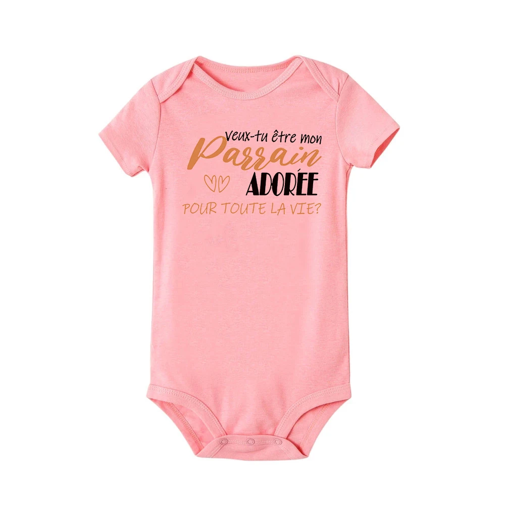 Summer Newborn Bodysuits Baby Ask for Godfather Baptism Clothes Do You Want To Be My Adored Godmother for Life Infant Jumpsuits