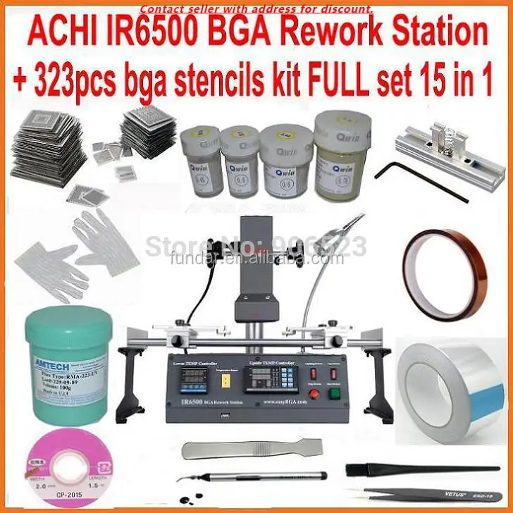 

Hot Sale ! ACHI IR6500 Bga Rework Station IR Soldering Station With Full Set 15 In 1 Bga Reballing Kit