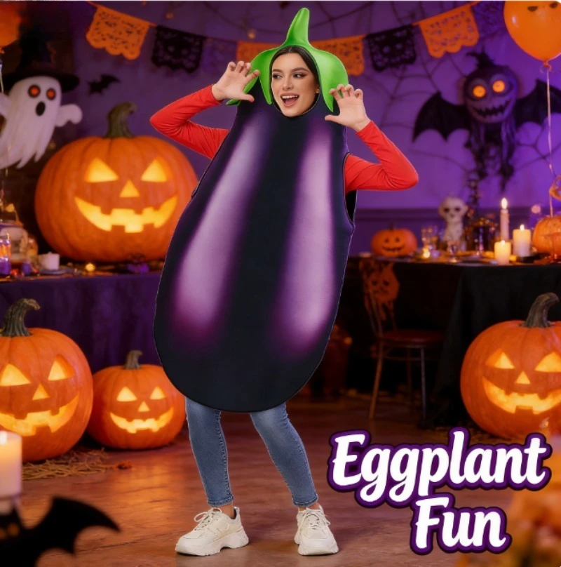 

Костюм баклажана с цифровым принтом для взрослых, для сценических выступлений, карнавала, Хэллоуина, вечеринок, косплея