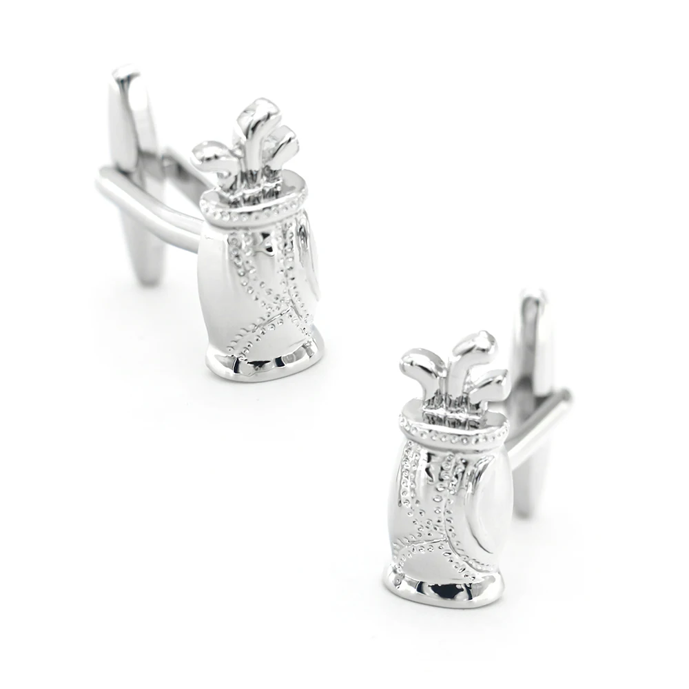 iGame Golf Club Cuff Links Quality Brass Material Silver Color Golf Bag Design Cufflinks Wholesale & Retail