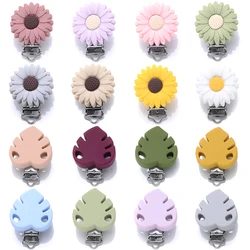 1Pc Flowers Leaf Silicone Pacifier Clips Food Grade Silicone DIY Baby Teether Soother Nipple Chain Chew Toy Dummy Clips