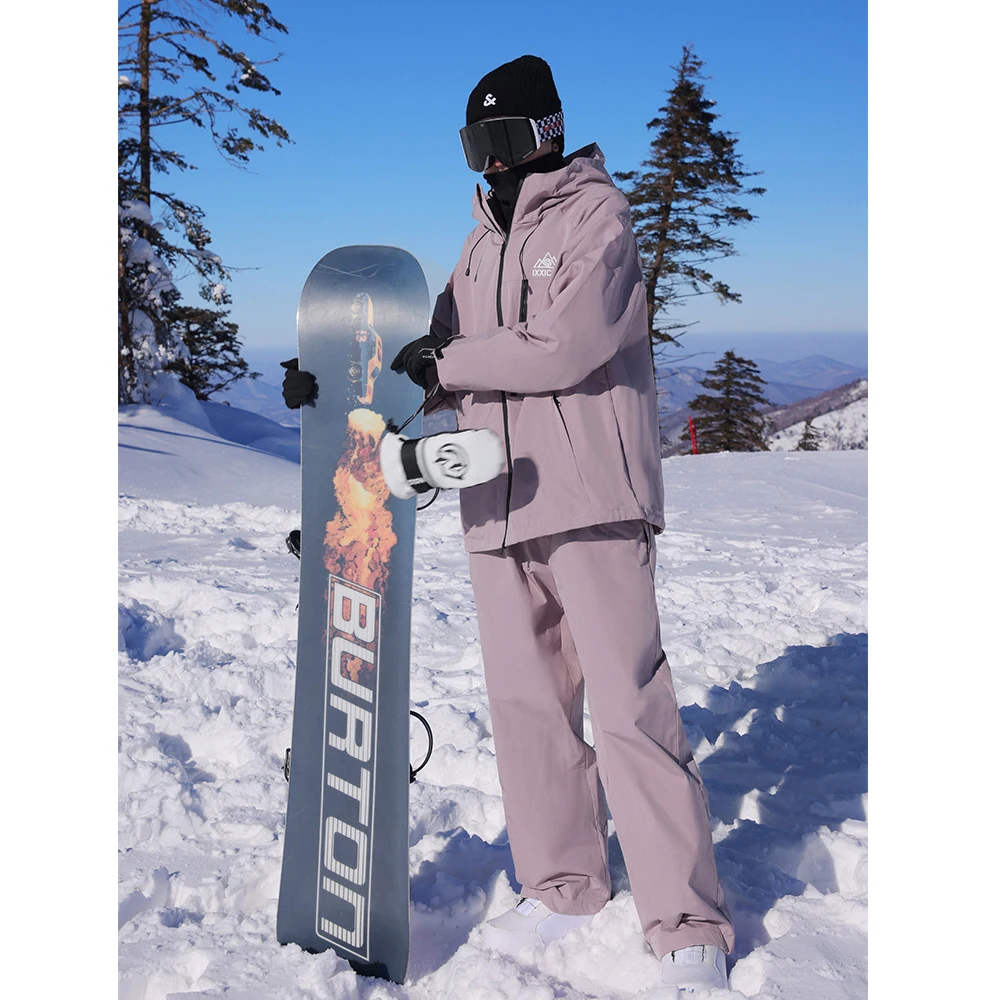 -30 ℃   سترة + السراويل بدلة تزلج النساء سماكة على الجليد الإناث وزرة الشتاء يندبروف مقاوم للماء تنفس الملابس التزلج