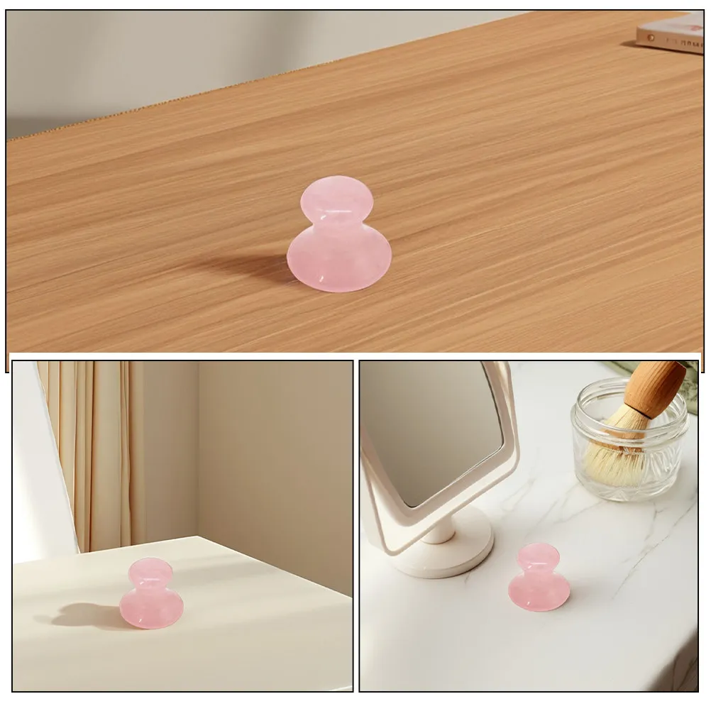 翡翠とローズクォーツのグアシャマッサージツール、きのこ型フェイシャルローラー、しわ除去、目元ケア、携帯用スキンスカルプティングフェイスローラー