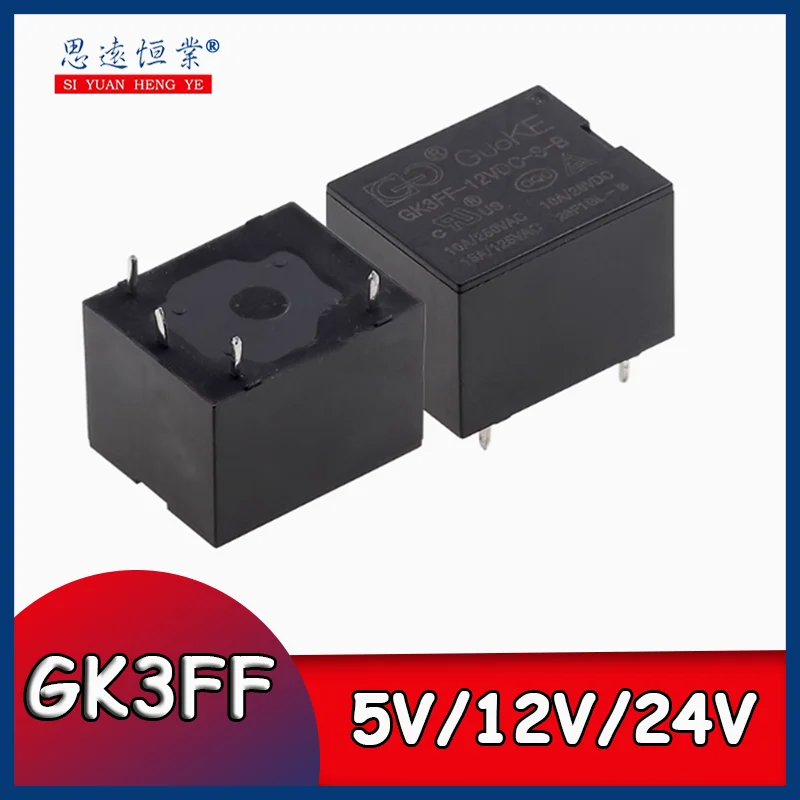 

5 шт. GK3FF-12VDC-S-A-C 5 В постоянного тока 24 В постоянного тока (590) 10 А250 В переменного тока 0,36 Вт Guoke Relay
