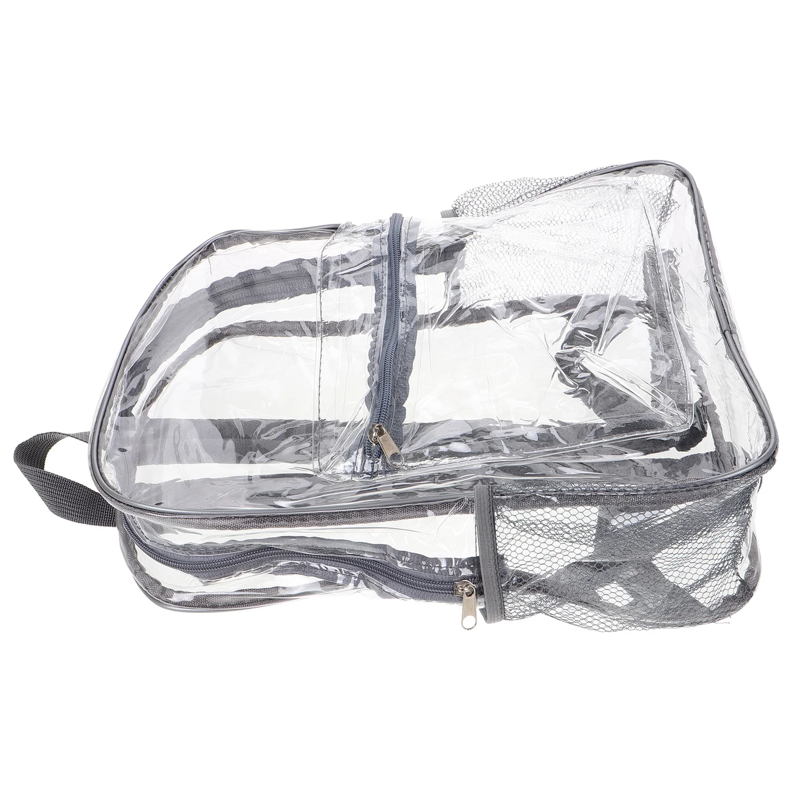 

Waterproof Transparent Backpack PVC Clear School Bag Large Capacity Adjustable Straps Light Gray Stylish See Through Bookbag