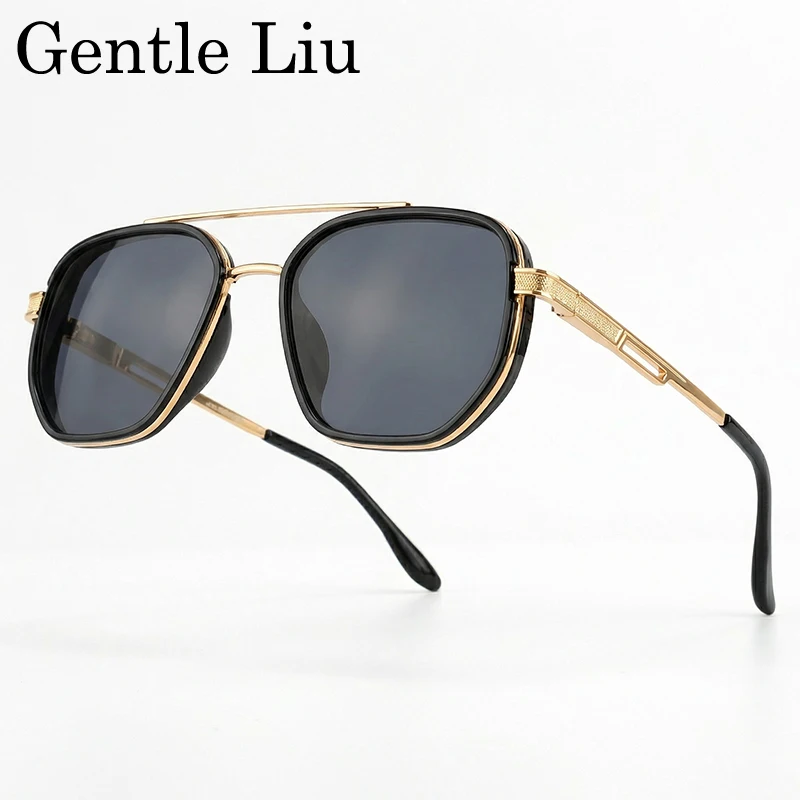 

Polarized Steampunk Square Sunglasses Men 2026 Luxury Brand Change Color Polygon Sun Glasses For Male Double Beam Eyewear UV400