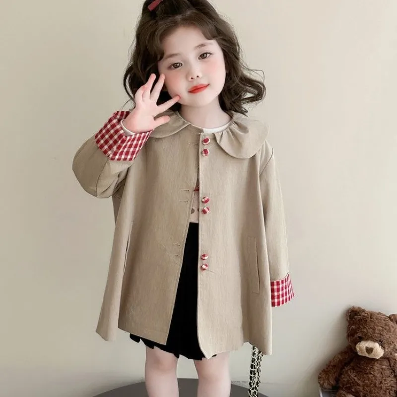 

Girls Trench Coat Spring Autumn New Fashion British Style Jacket Children's Windbreaker Outerwear