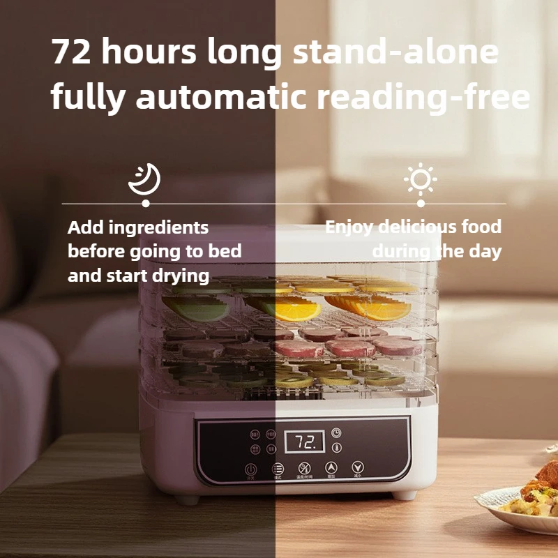 110V/220V Household Dry Fruit Machine Dryer Fruit Snacks Dehydrator AI Intelligent Touch Control One Key Setting 6layers Visible
