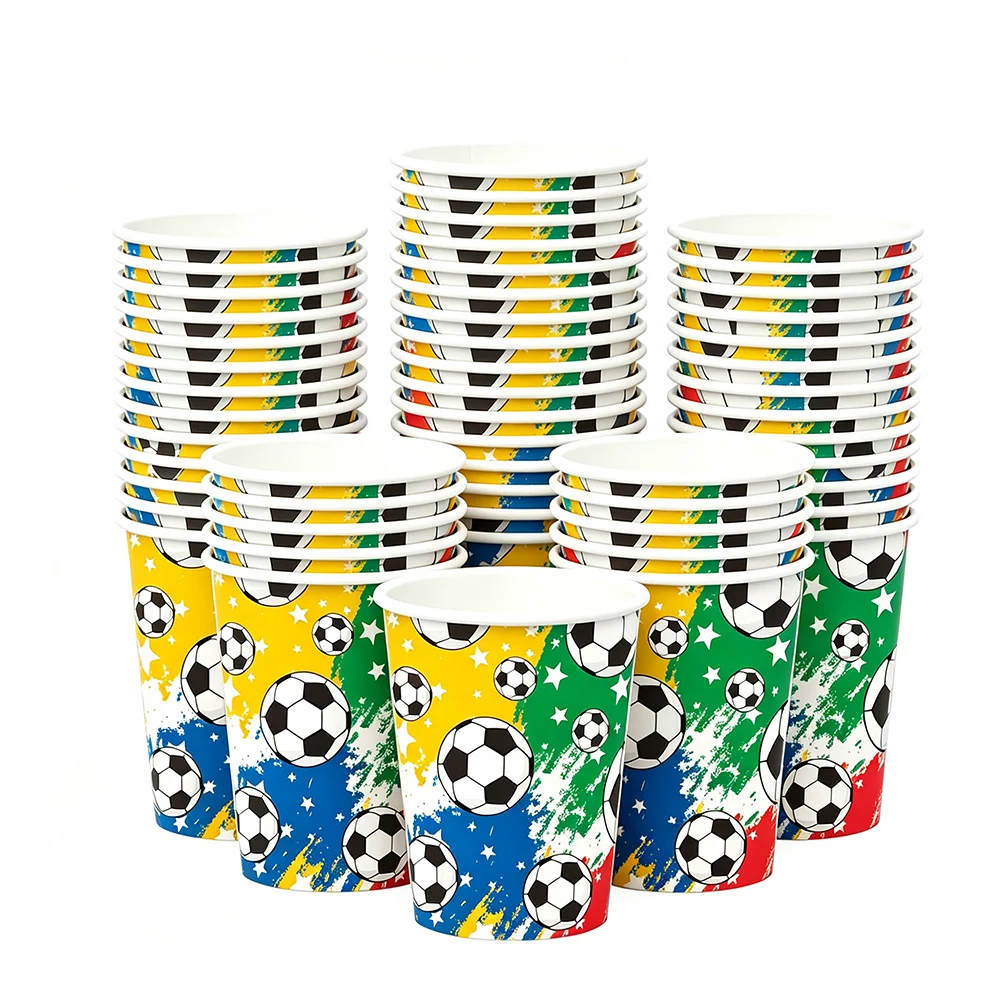 Papierbecher mit Fußball-Motiv, Fußball-Geburtstagsfeier, Einwegbecher, Kindergeburtstag, Sport, Party-Dekoration, Fußballfans, Gastgeschenke, Partyzubehör – Detail 5