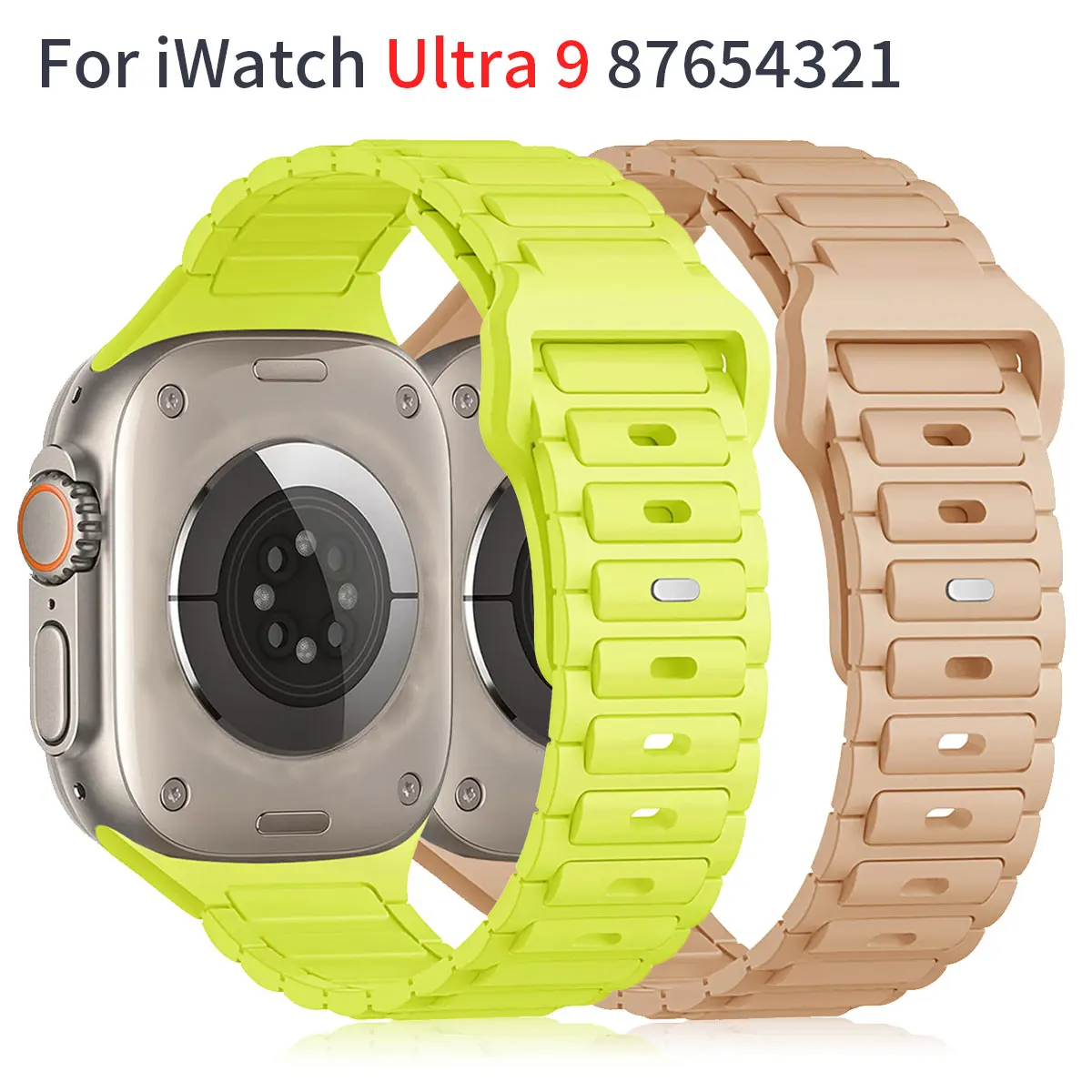 Three Beads Silicone Fashion band for Iwach 7 8 3 6 9 Ultra unisex band for Apple Watch 49-42mm 41-38mm all models