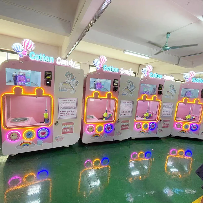 Automatic Cotton Candy Robot Electric Cotton Candy Floss Vending Machine Full Automatic Cotton Candy Making Machine Factory