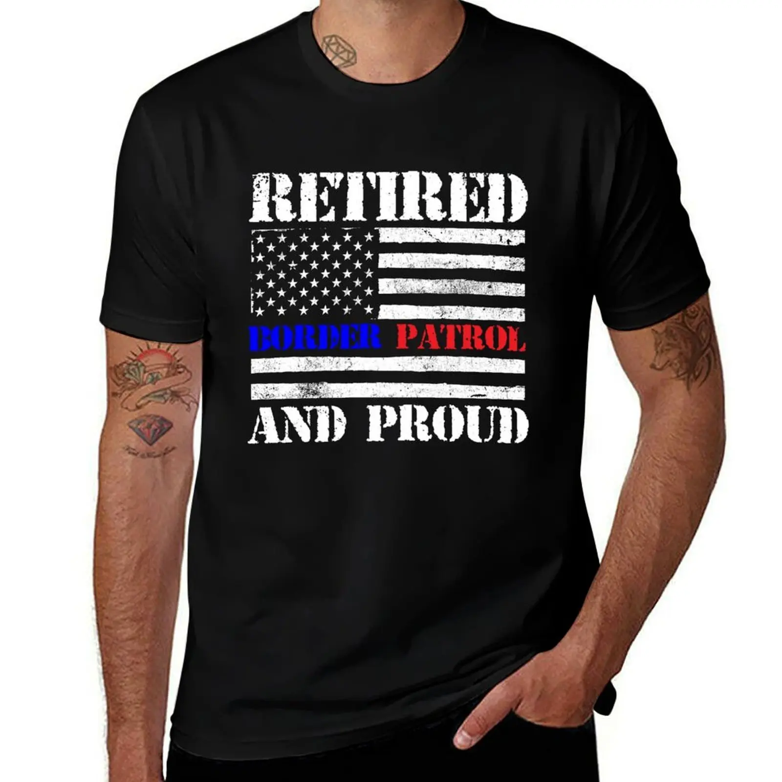 

Retired Border Patrol And Proud Retirement Pension T-Shirt anime shirt cotton graphic tees Louboutins Men's t-shirt