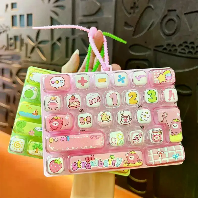 26-Key Decompression Button Transparent Dual-Tone Cute Design Mini Keyboard Pendant Simulation Keyboard Keychain