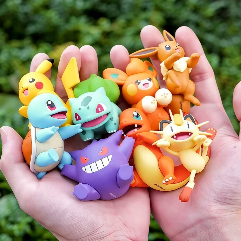 

Genuine Funism Pokemon Lying Series Q version Eevee Pikachu Gengar Pawmi Anime Statue Figure Decor Collectible Trendy Toy Gift
