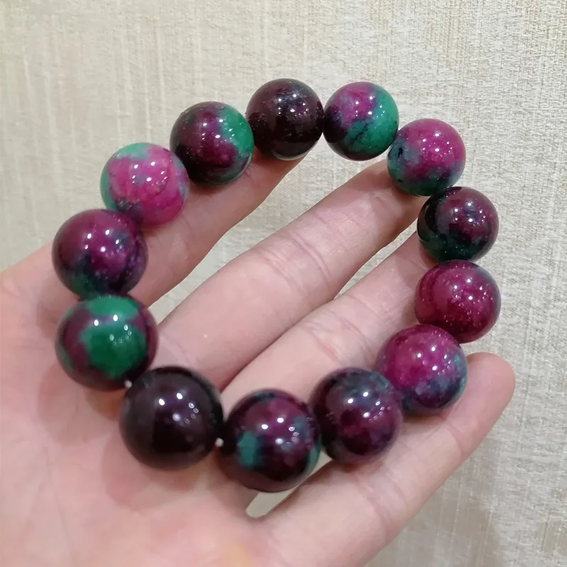 

Natural Multi-color Handcrafted 18mm Round Bead Jade Bracelet, Fashionable Jewelry, Men's and Women's Colored Jade Bracelet