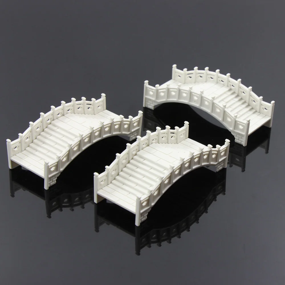 

GY30 3pcs OO HO TT Scale 1:75 1:100 Plastic Arch Bridge White Chinese Bridge