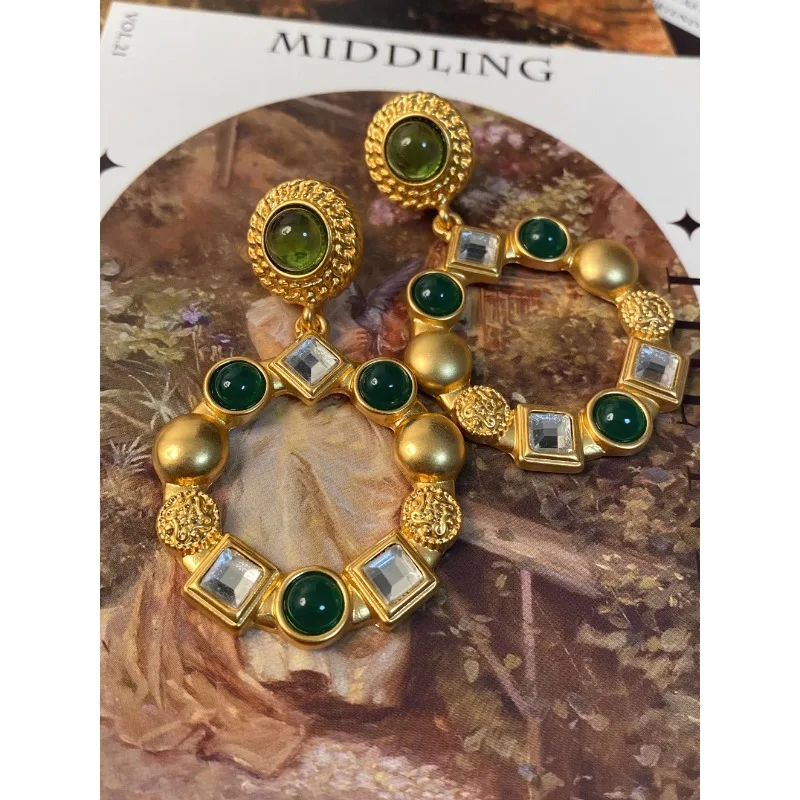 

Medieval retro glazed three-dimensional relief earrings
