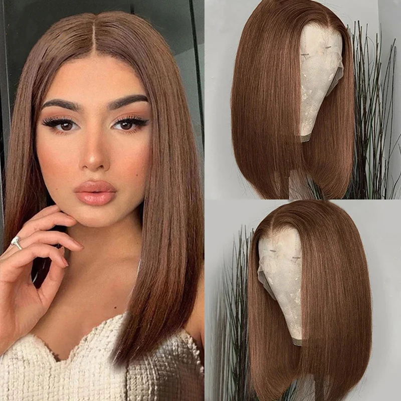 Miss Rola13X4 Lace Frontal Human Hair Bob Wigs Brazilian Remy Hair Straight Bob Wig 1B30 1B99J 1B27 99J Lace Wigs 180% Density