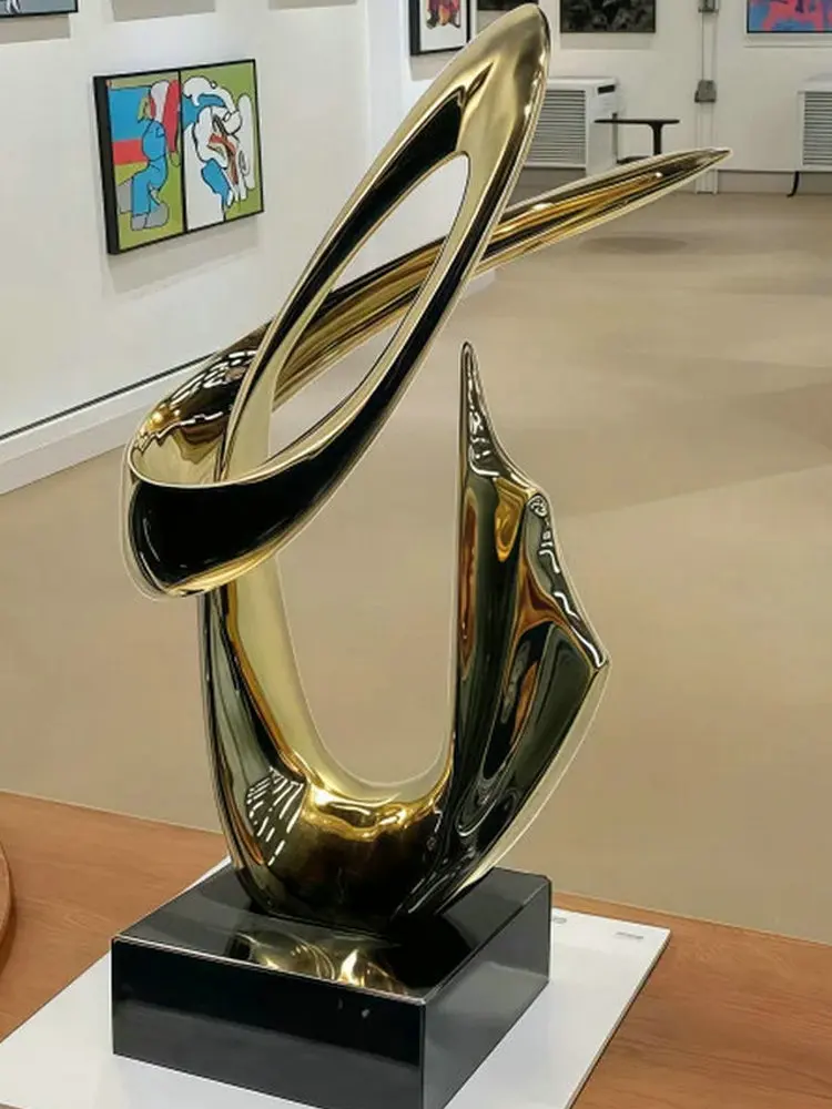 

Современное абстрактное креативное украшение для гостиной из нержавеющей стали, металлическая скульптура, подходящее для украшения внутреннего офиса