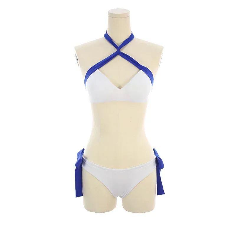 

ff34Anime Saber Cosplay Fate Grand Order School Swimsuit Summer Swimming Sexy Costume White Blue Swimwear 11