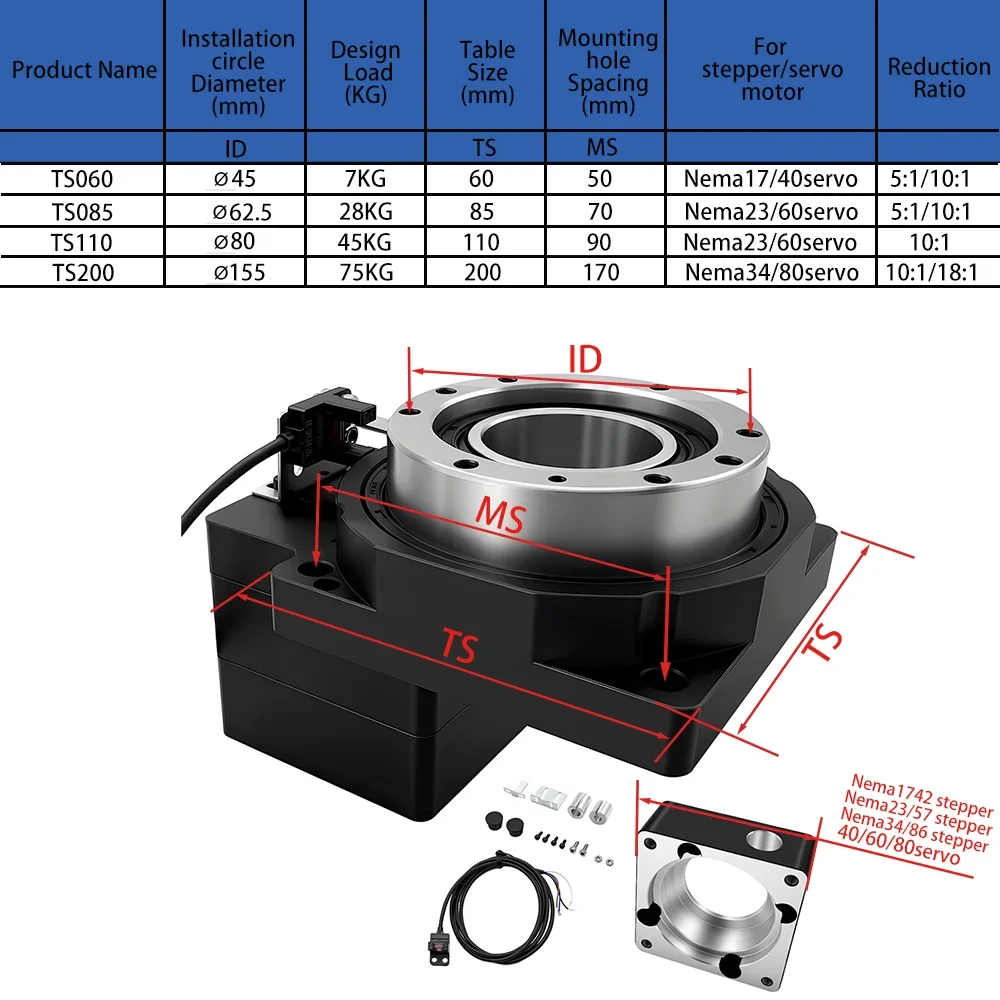 Hollow Rotating Platform for Stepper Servo Motor Hollow Rotary Actuator Platform High Precision Heavy Rotating Base Cam Indexer