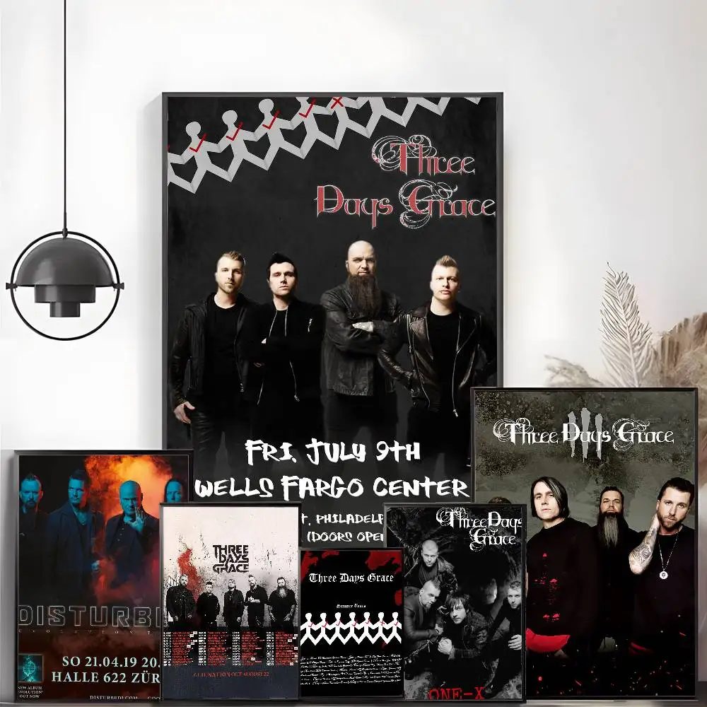 ملصق روك باند T-Three Days Grace عالي الدقة جدار لاصق مقاوم للماء لغرفة المعيشة المنزلية وغرفة النوم والديكور الجمالي