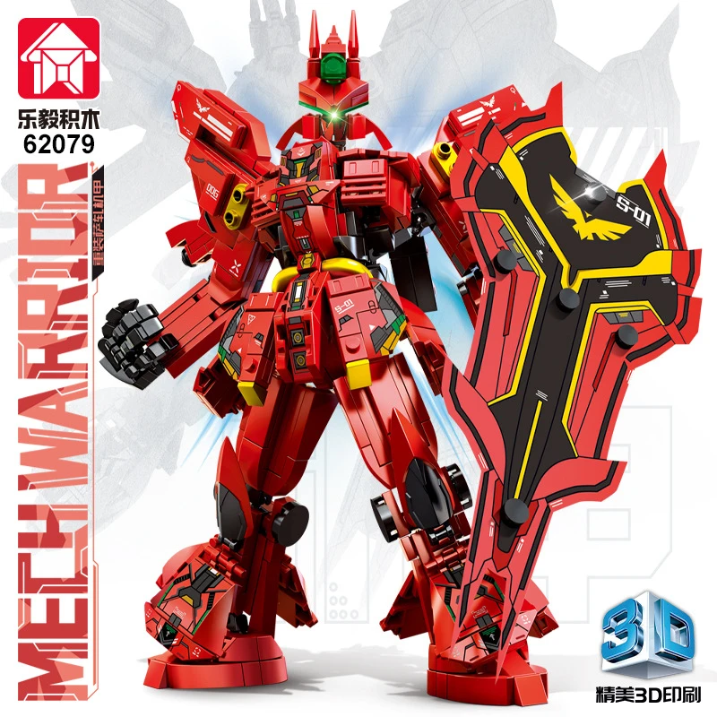 LEYI Mech Warrior Bricks, Futuristic Winged Mecha Assembly Kit with 3D Printing, Cool Collectible Ornament view 3
