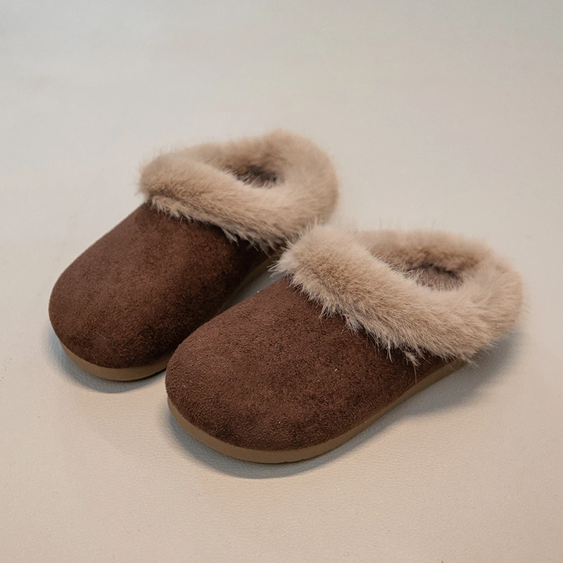 Chaussures en coton pour enfants, légères, en peluche, confortables, polyvalentes, à semelles épaisses et souples, à la mode, nouvelle collection hiver 2025
