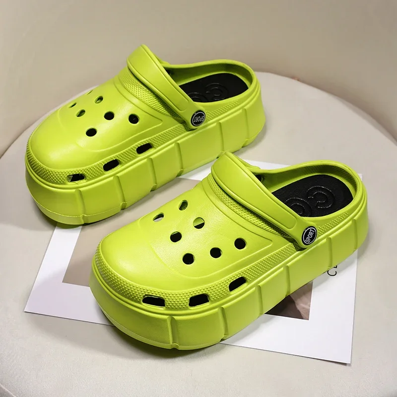 

Однотонные сабо на платформе для женщин, роскошные брендовые сандалии на высоком каблуке, уличные пляжные тапочки, повседневная обувь, лето 2023, новинка больших размеров 41