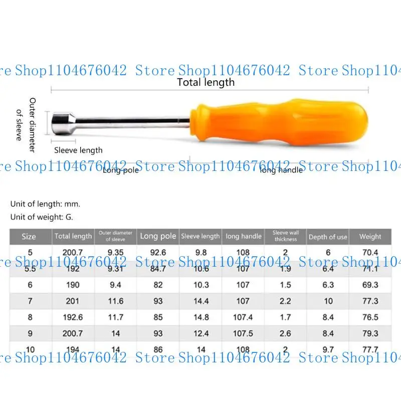 Cacciavite con chiave a bussola artigianale precisa, superficie liscia, resistente all'usura e alla ruggine, 5 mm/5,5 mm/6 mm/7 mm/8 mm/9 mm10 mm