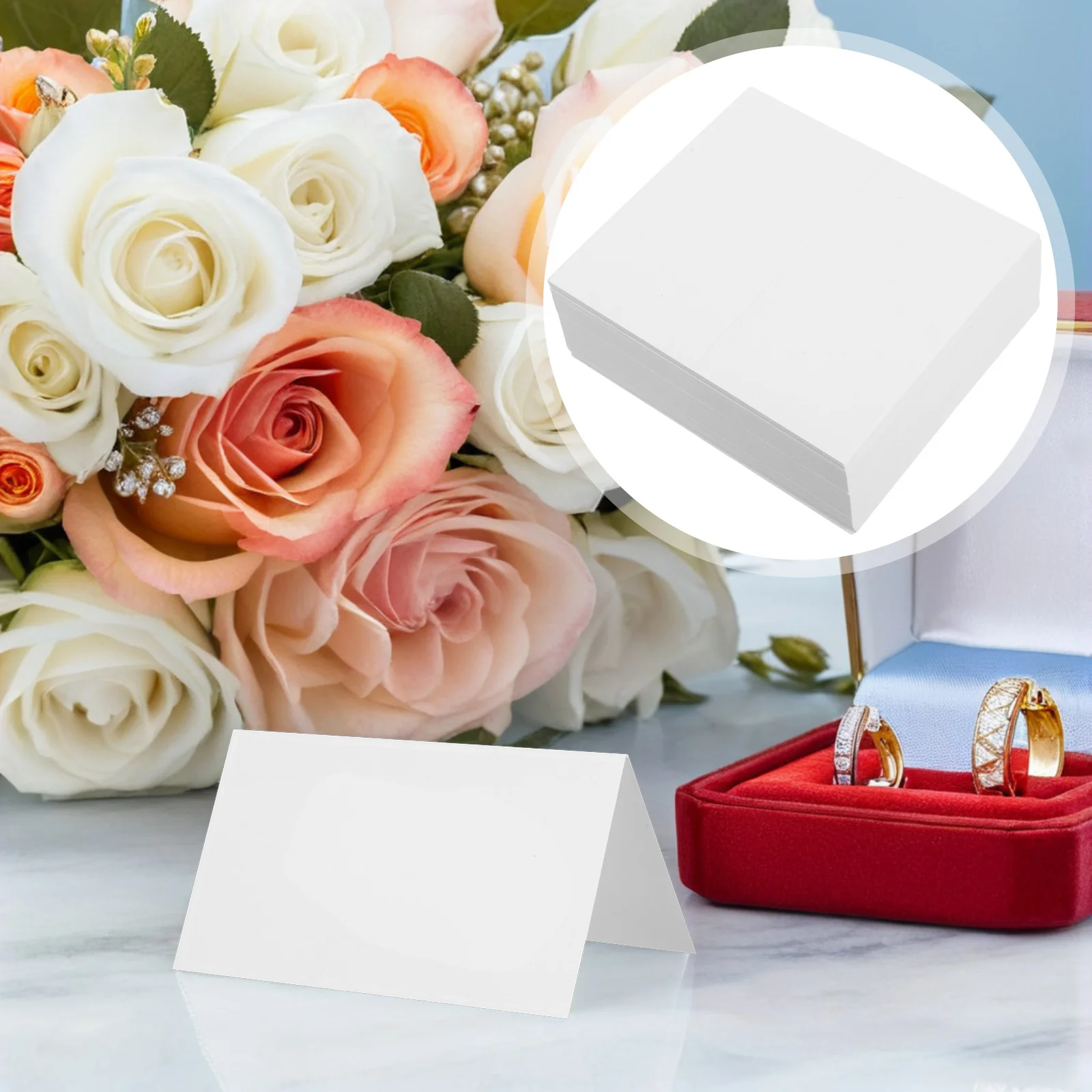 

100Pcs Place Cards White Blank 3.93x3.54in Wedding Seating Cards Table Name Tags Escort Tags Party Use Wedding Place Card White