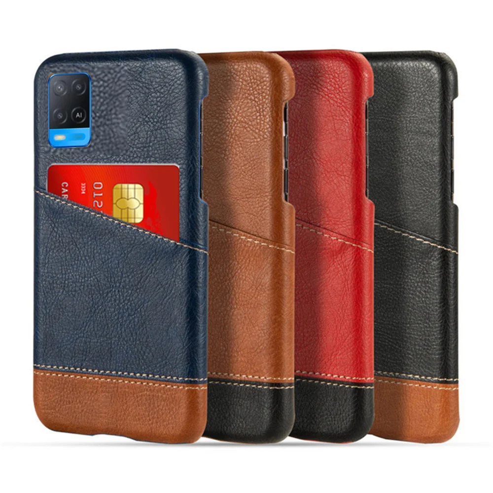 Luxury Case For Oppo A54 Case CPH2239 Mixed Splice PU Leather Credit Card Holder Cover For Oppo A54 OppoA54 A 54 6.1