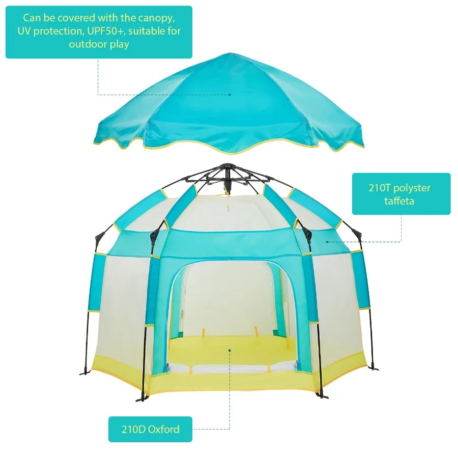Portable Baby Playpen with Canopy for Indoor and Outdoor Use Foldable Mosquito Net Baby Beach Tent for Infants and Toddlers Lig