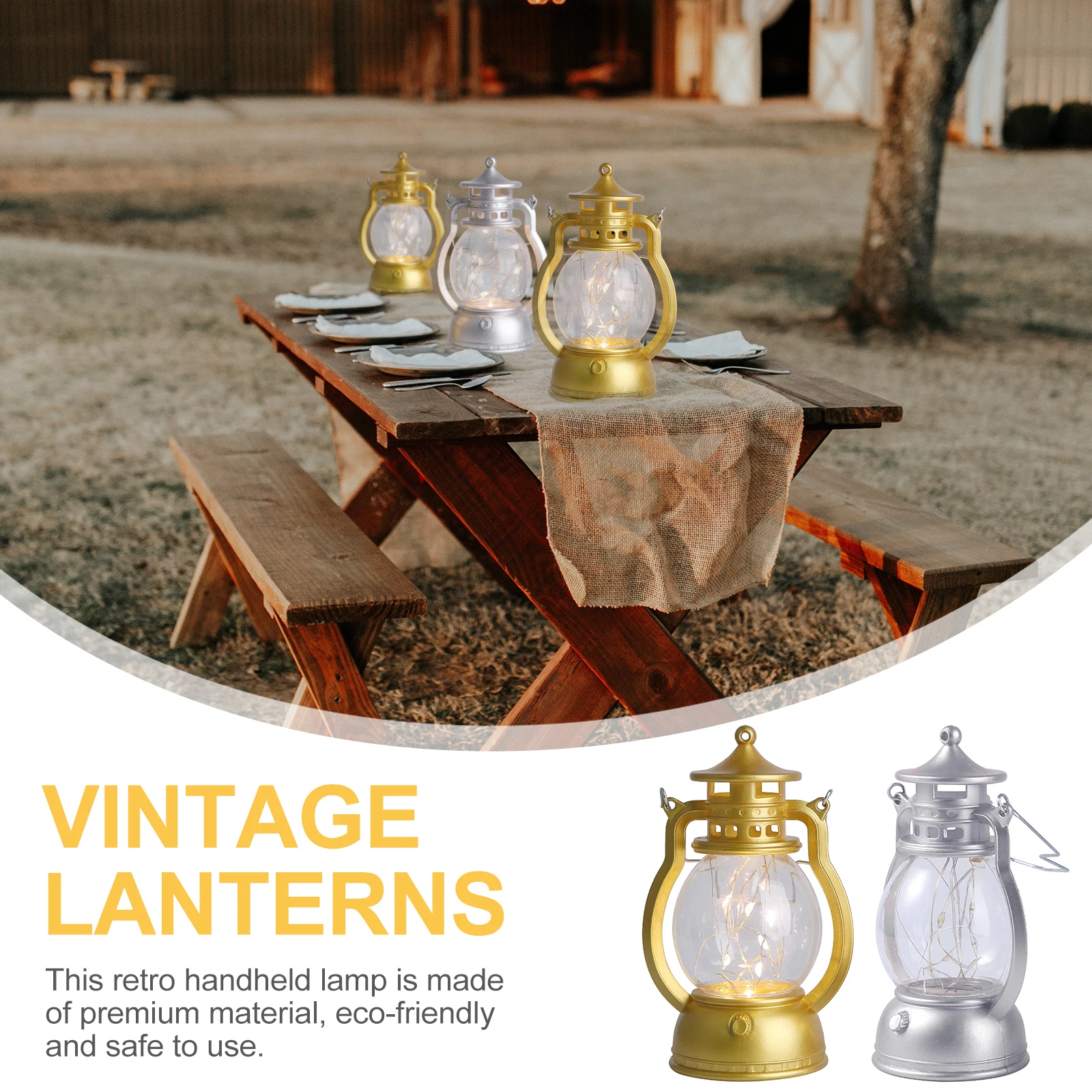 

2pcs Retro Pcs Retro Lamps Vintage Hand-Held Lamps Lantern Decorative Plastic Wall Light Home Bar Garden Party
